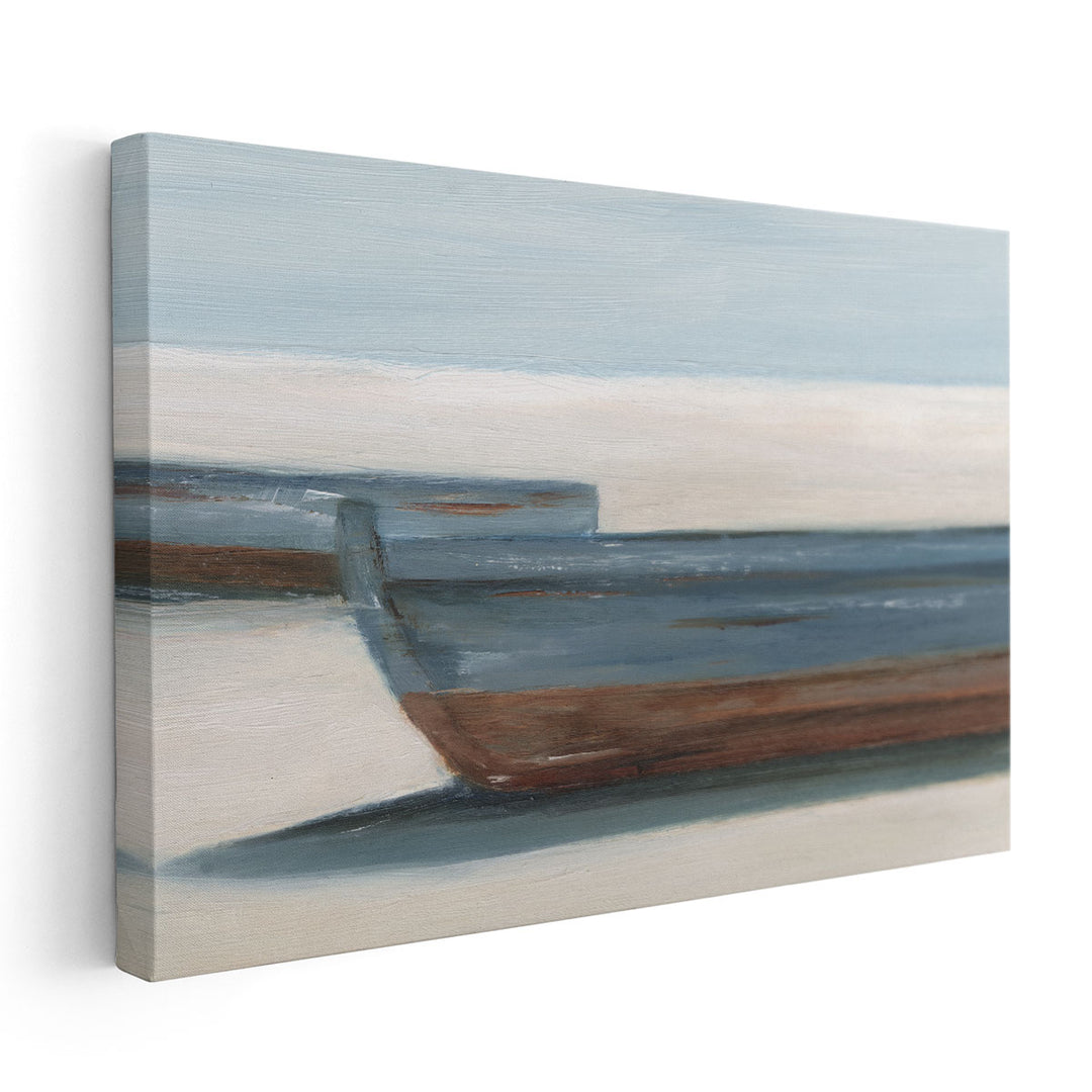 Beached Blue Boats II - Canvas Print Wall Art