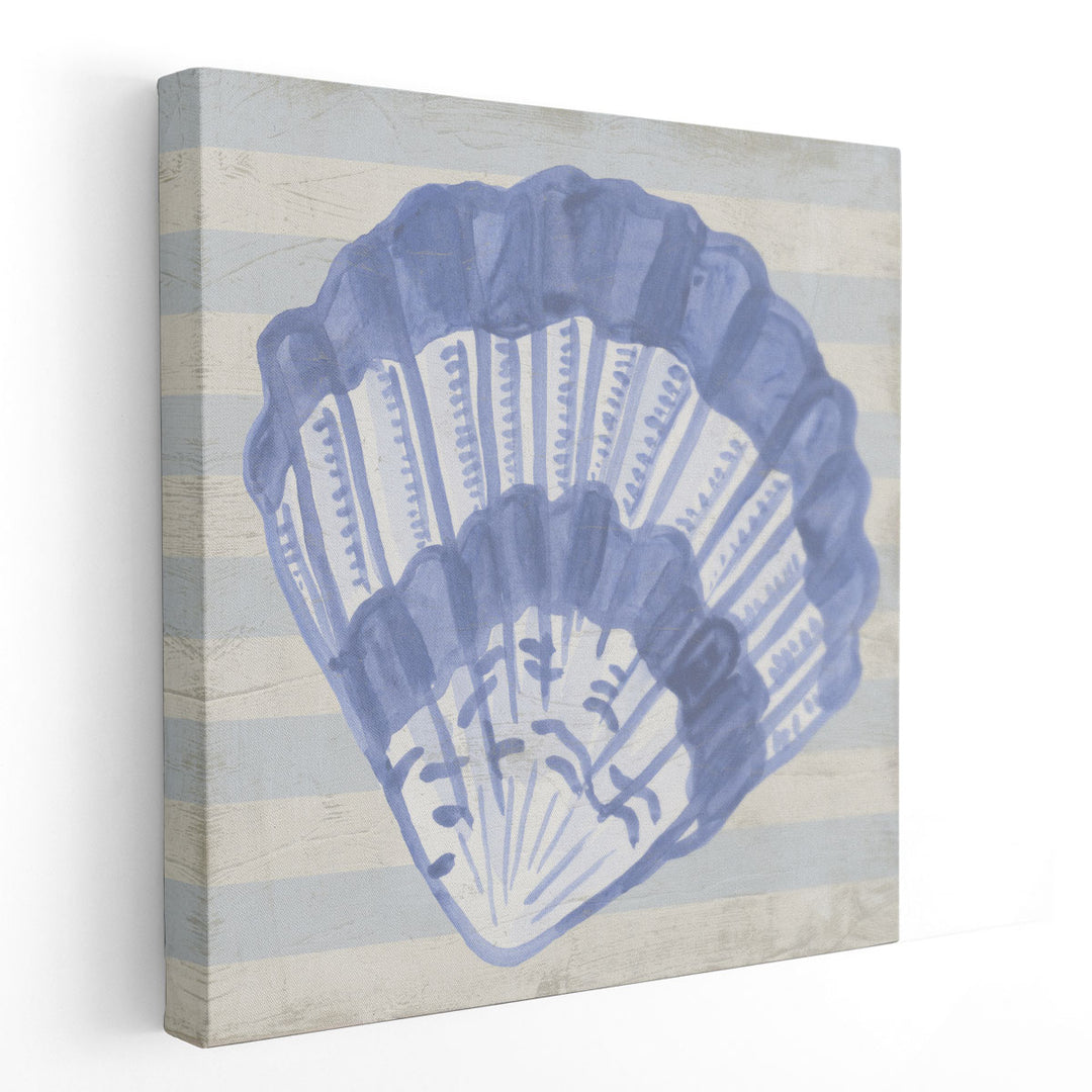 Blue Shell on Stripes II - Canvas Print Wall Art