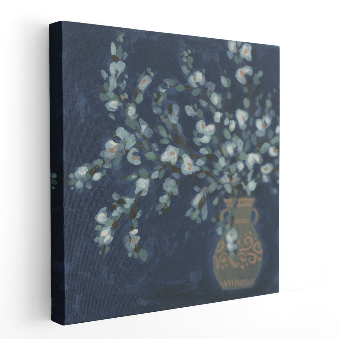 Midnight Indigo Blooms I - Canvas Print Wall Art