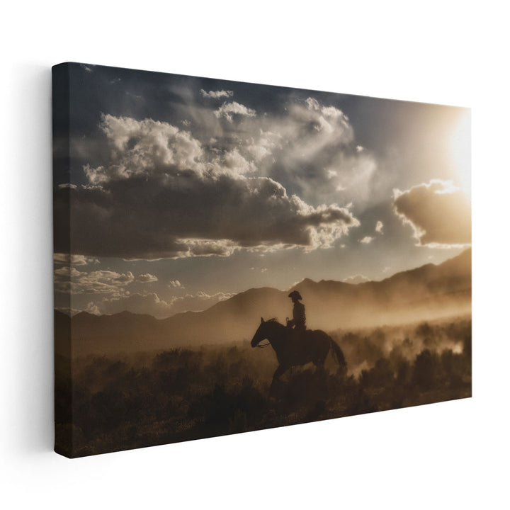 Cowboy By Day and Night I - Canvas Print Wall Art