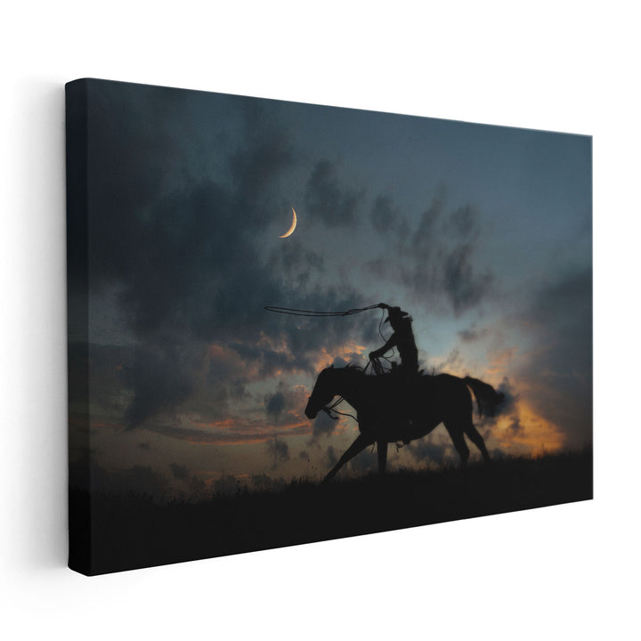 Cowboy By Day and Night II - Canvas Print Wall Art