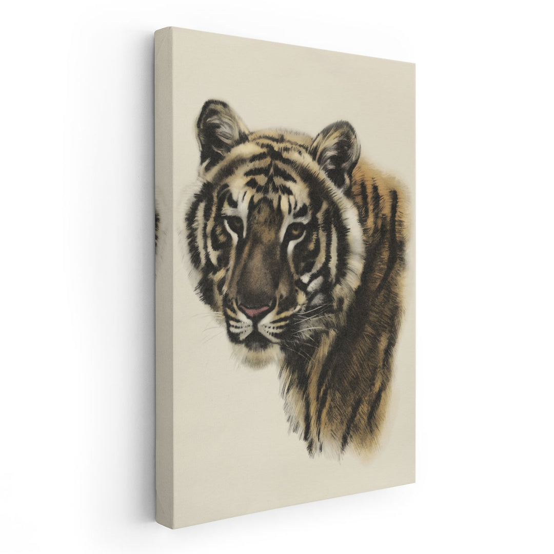 Antique Tiger Portrait II - Canvas Print Wall Art