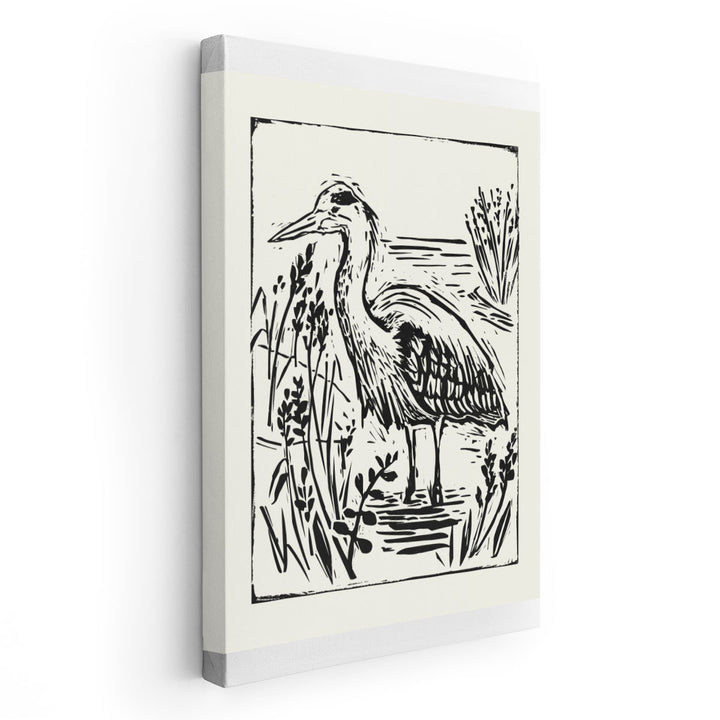 Linocut Style Seabird I - Canvas Print Wall Art