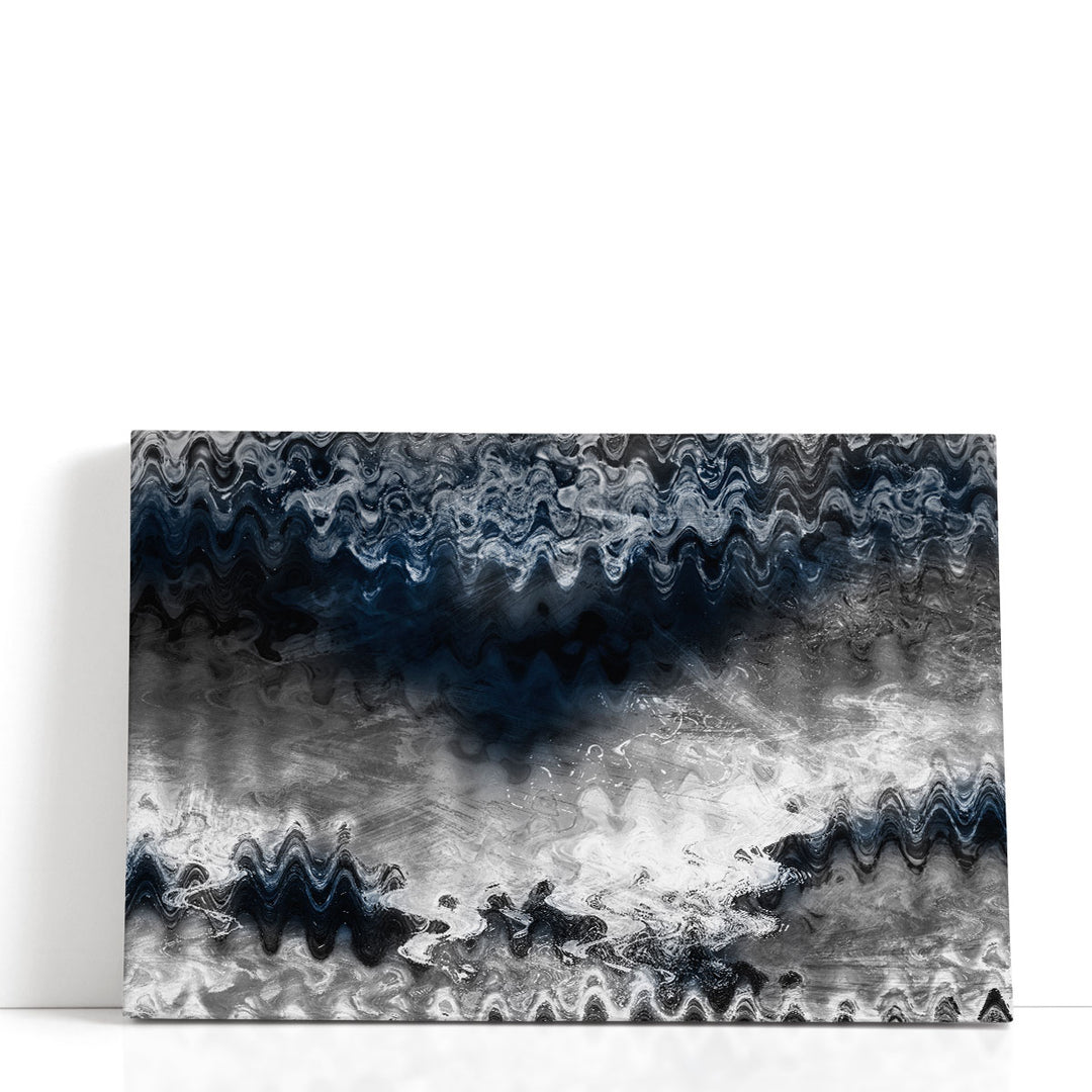 Abstract Indigo Wall Art black stone veining