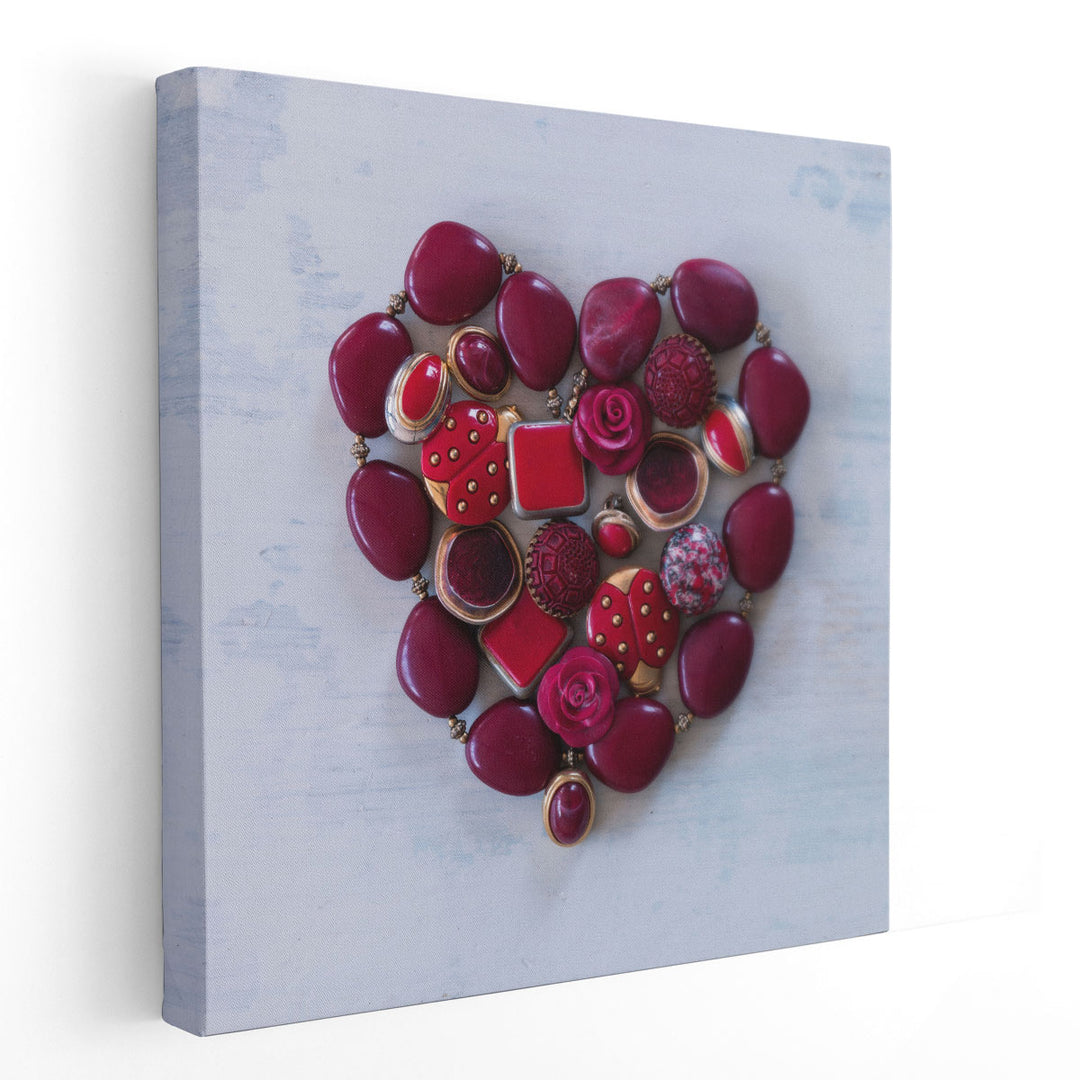 Heart Shaped Eclectic Jewellery - Canvas Print Wall Art