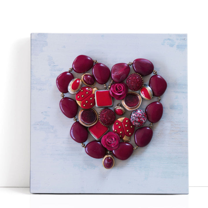 Heart Shaped Eclectic Jewellery - Canvas Print Wall Art