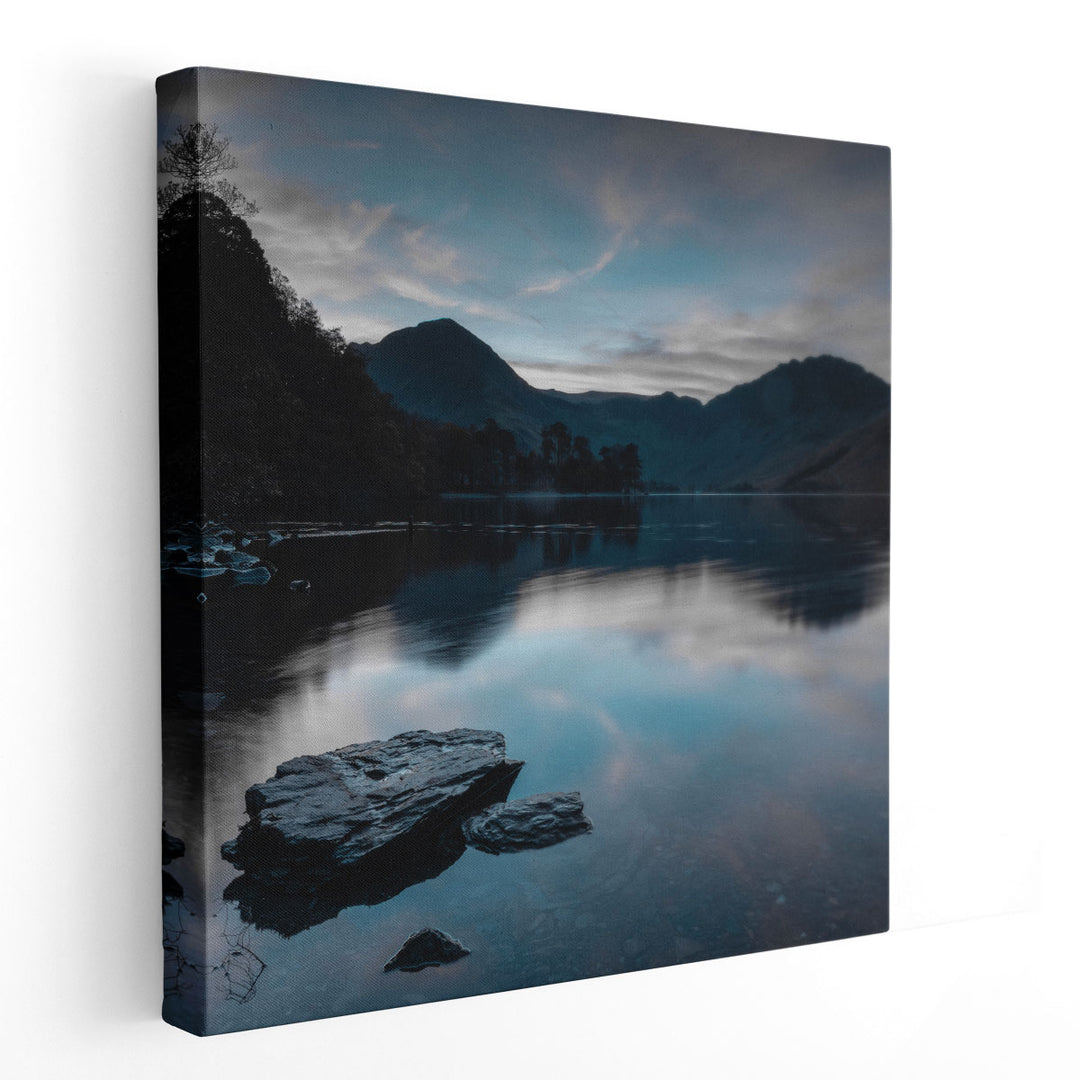 Rocks and Still Lake - Canvas Print Wall Art