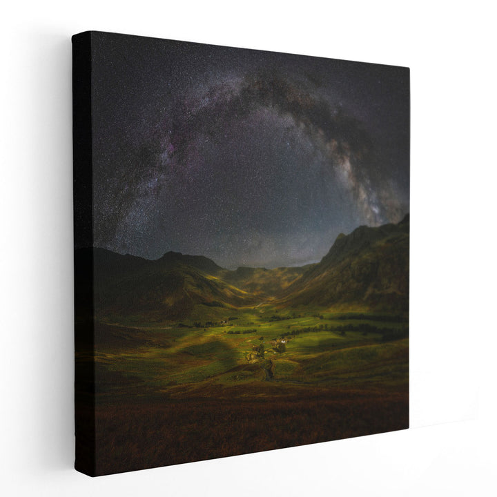 The Milky Way above Mickleden Valley, Lake District - Canvas Print Wall Art