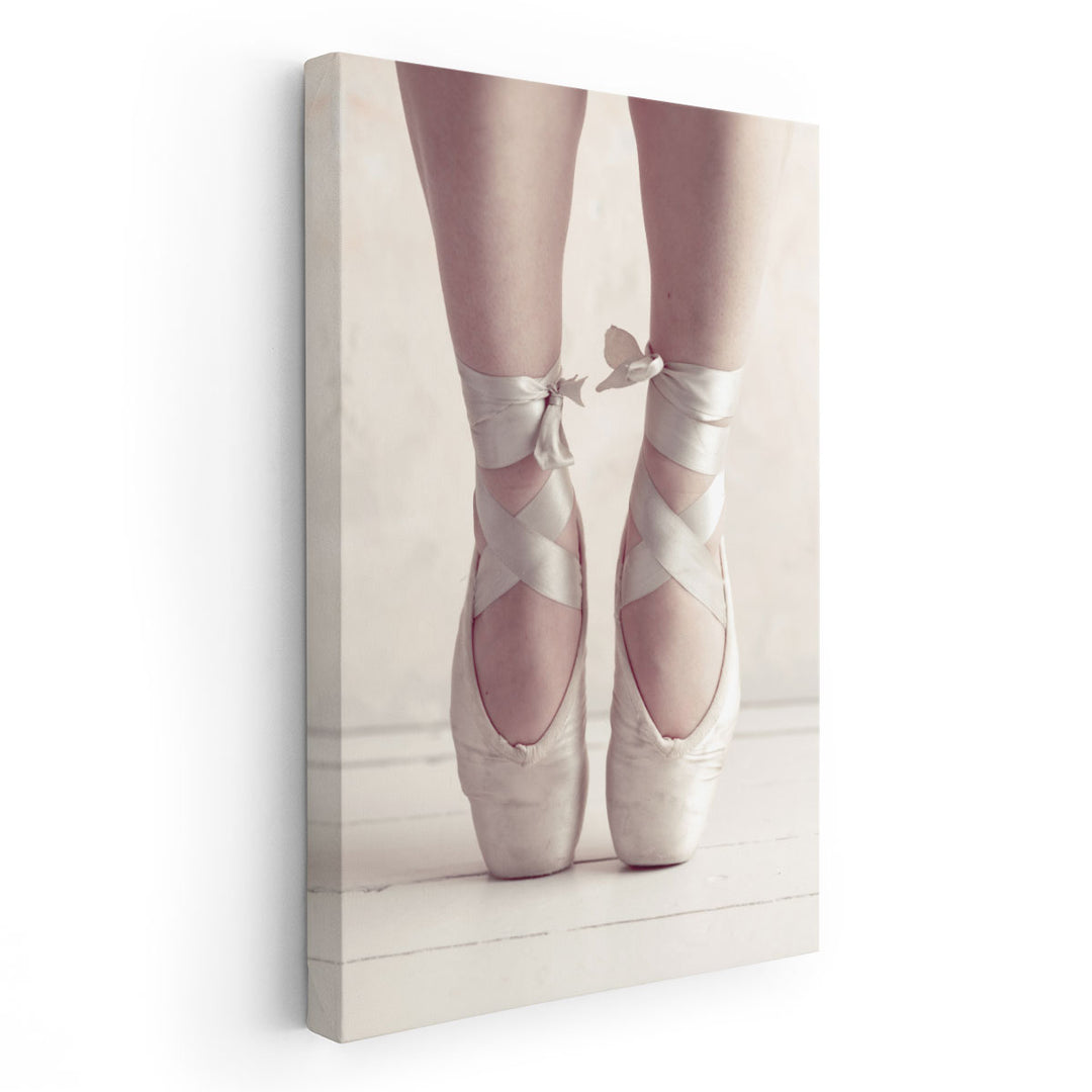 Close-up of a Ballerina Standing on Tiptoe 1 - Canvas Print Wall Art