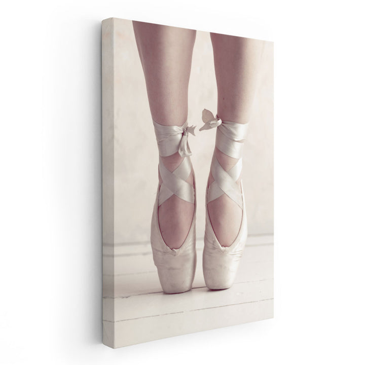 Close-up of a Ballerina Standing on Tiptoe 1 - Canvas Print Wall Art