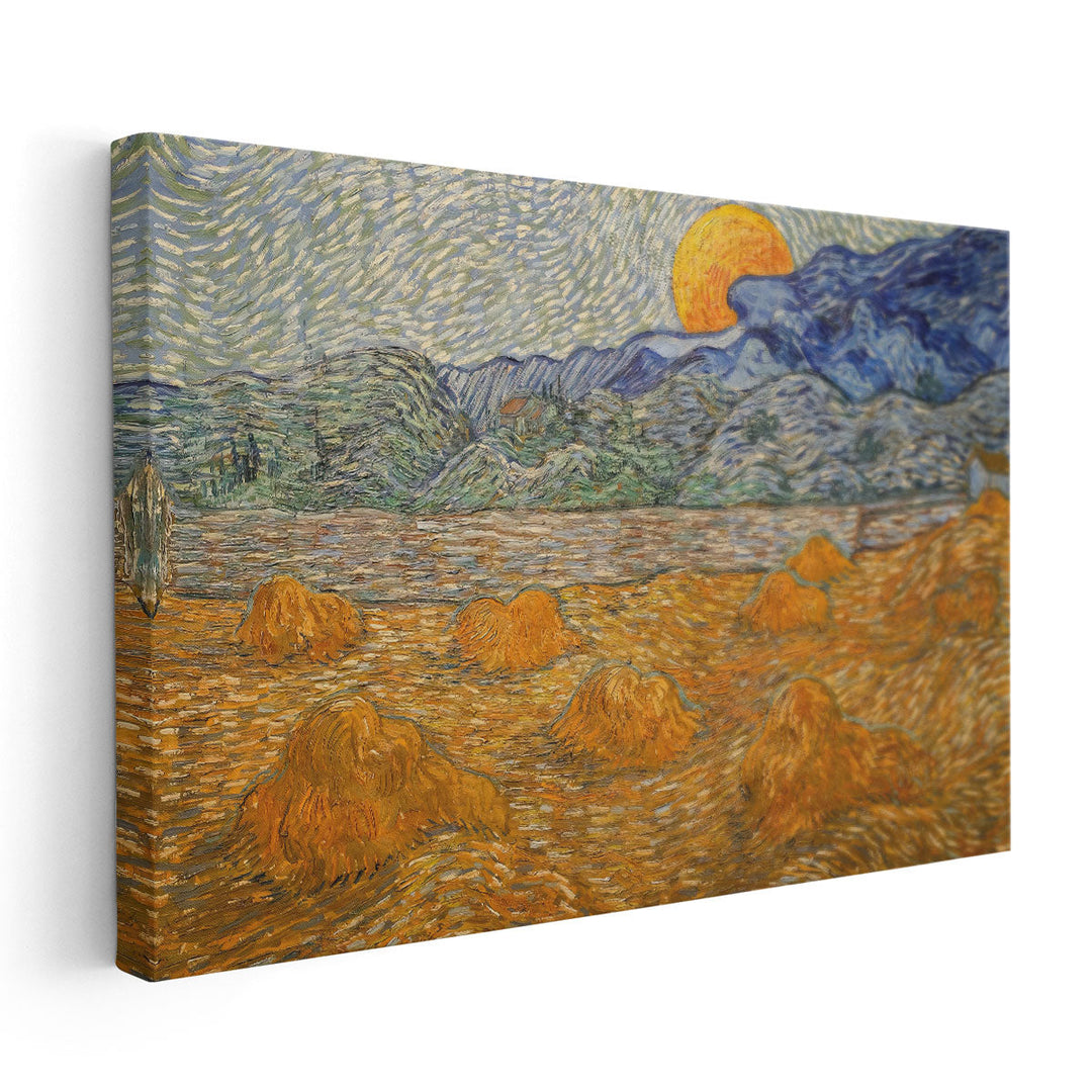 Landscape with Wheat Sheaves and Rising Moon, 1889 - Canvas Print Wall Art