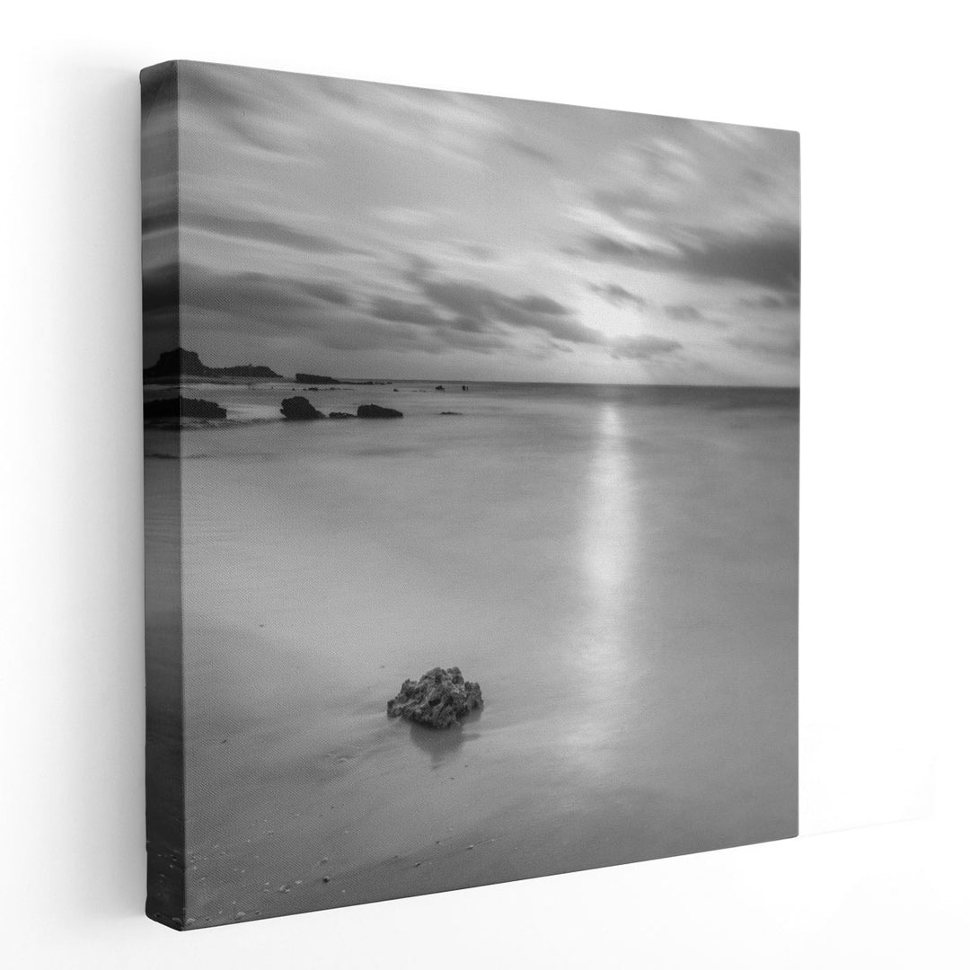 Black and White Beach - Canvas Print Wall Art