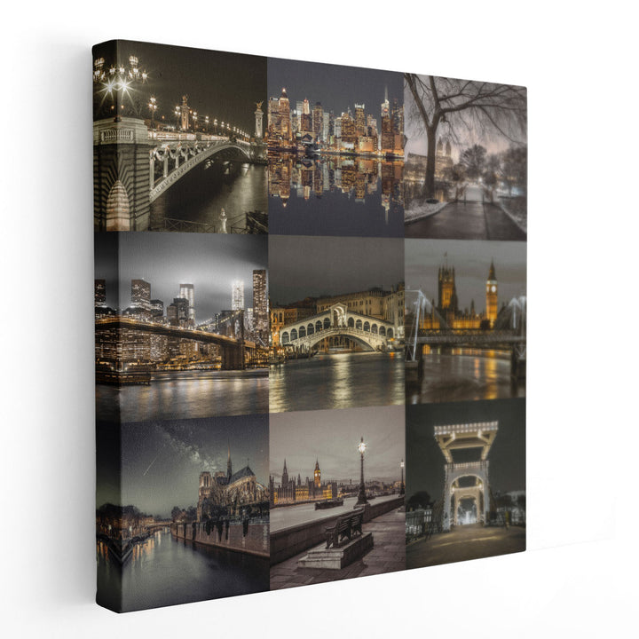 Collage of Dark City - Canvas Print Wall Art