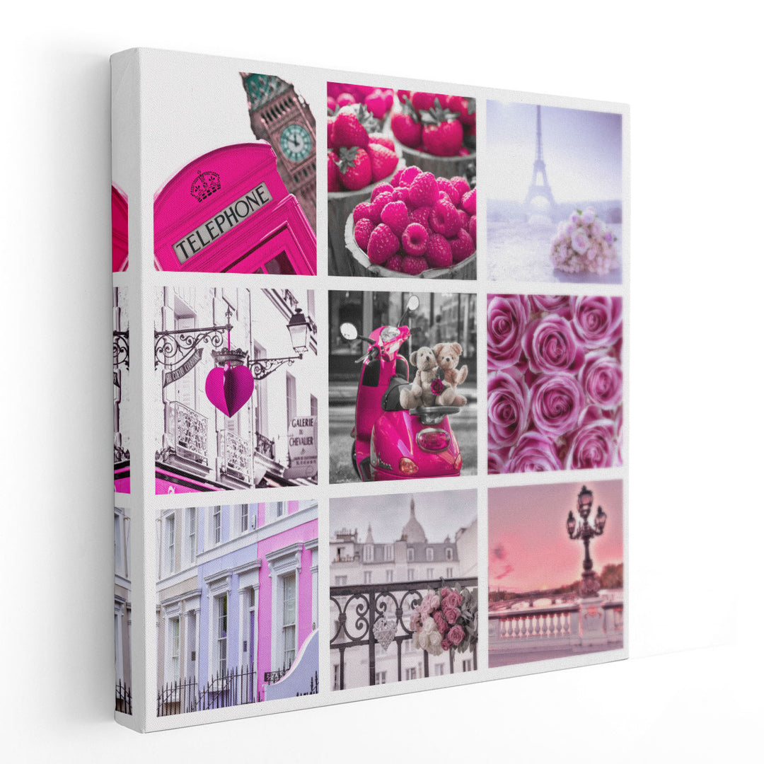 Collage of Flowers, Buildings and Places - Canvas Print Wall Art