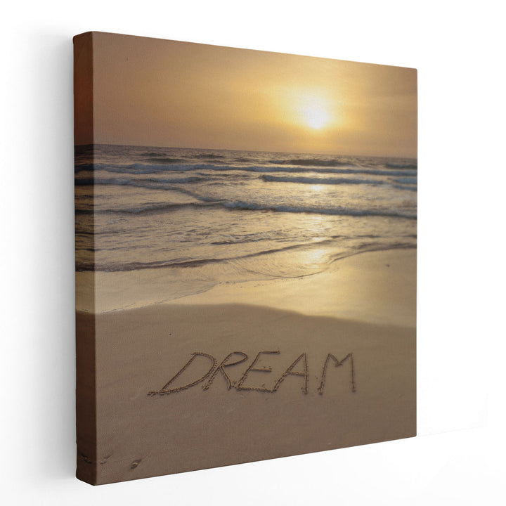 Dream Written on Beach - Canvas Print Wall Art