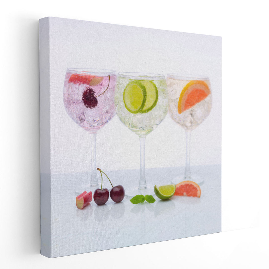 Gin Glasses with Fruits - Canvas Print Wall Art