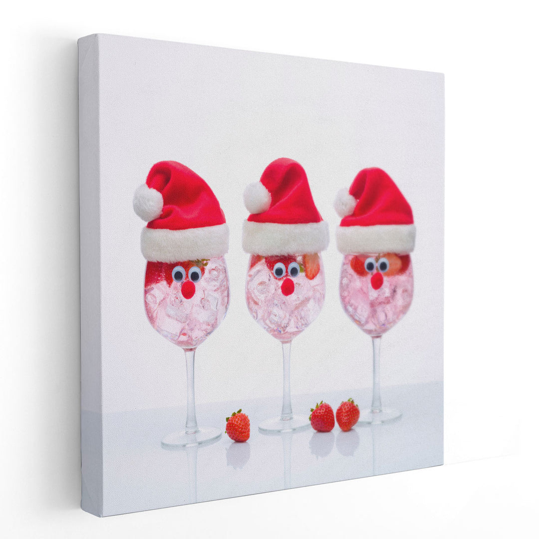 Glass of Gin with Santa Hat - Canvas Print Wall Art