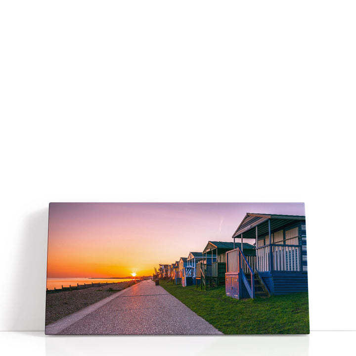 Beach Huts at Sunset - Canvas Print Wall Art