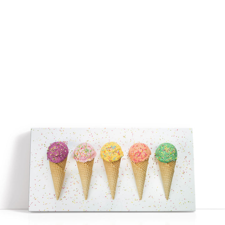 Five Ice Creams Cones in a Row - Canvas Print Wall Art