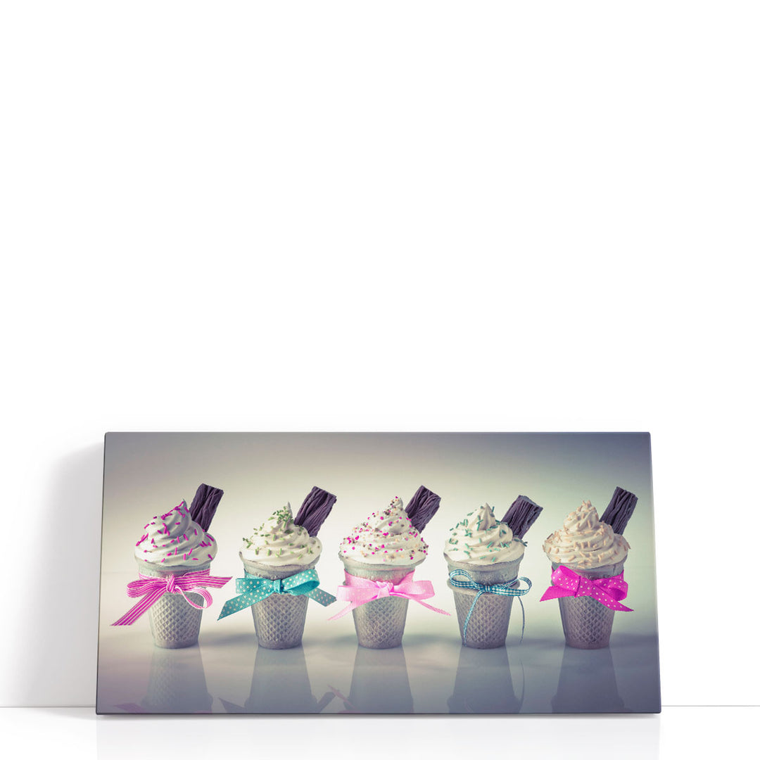 Whippy Ice Creams in a Row - Canvas Print Wall Art