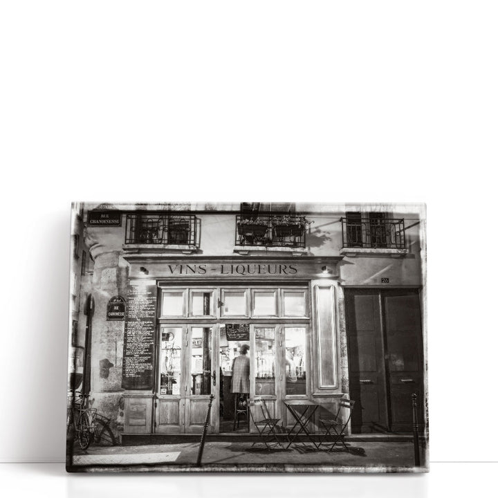 Bar In Paris Black And White - Canvas Print Wall Art