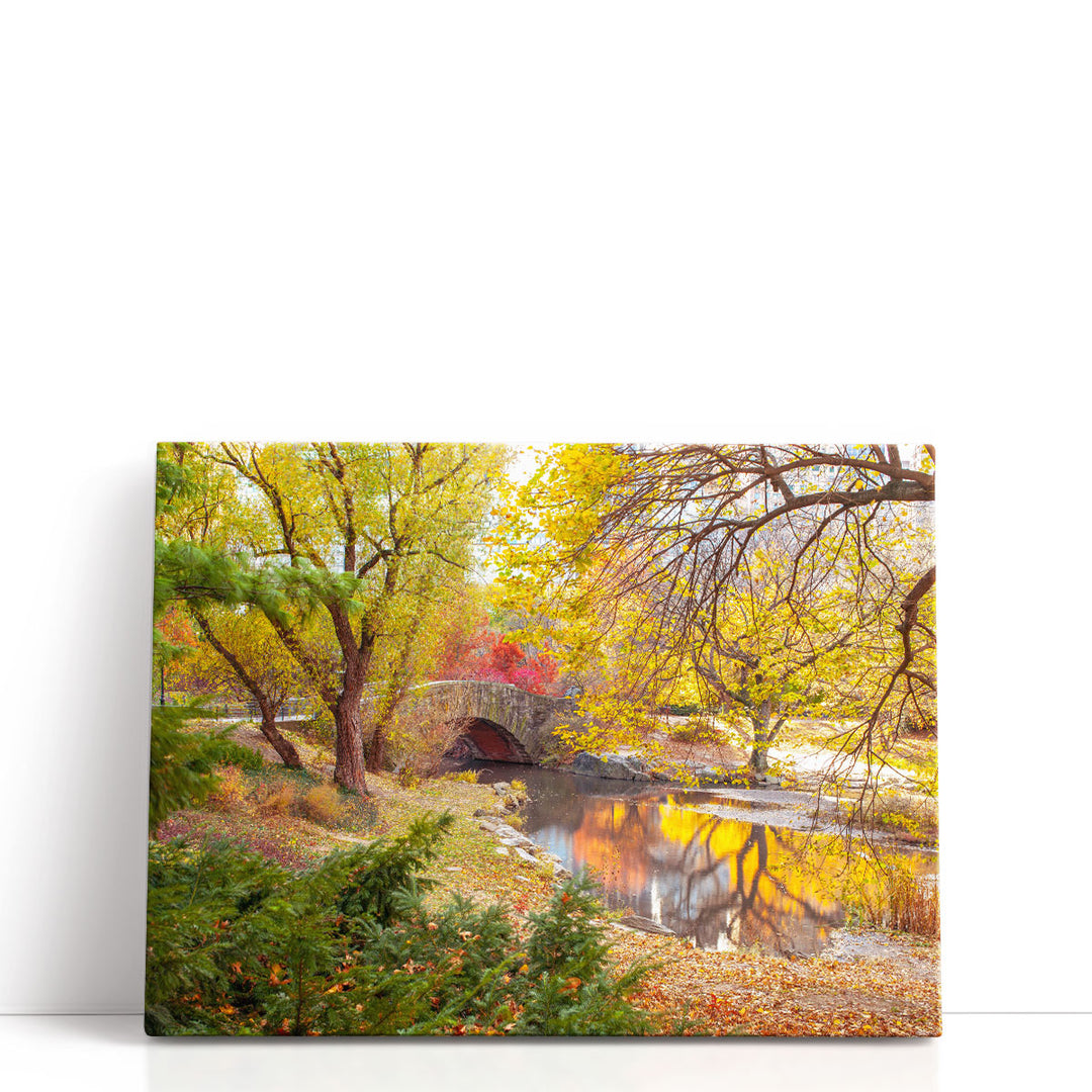 Gapstow Bridge in Autumn, Central Park, New York - Canvas Print Wall Art