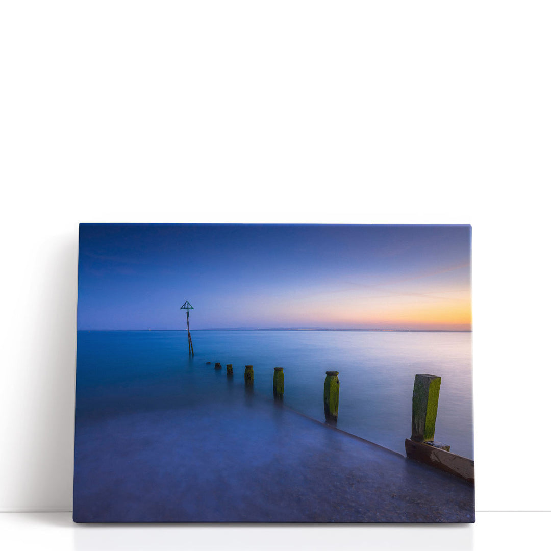 Groynes At Dusk, Hayling Island, UK - Canvas Print Wall Art