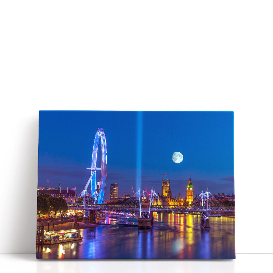 London Eye, Golden Jubilee Bridge And Westminster, London 1 - Canvas Print Wall Art