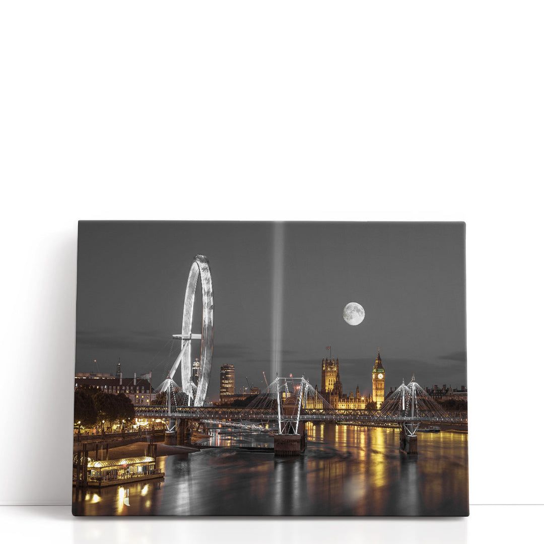 London Eye, Golden Jubilee Bridge And Westminster, London 2 - Canvas Print Wall Art