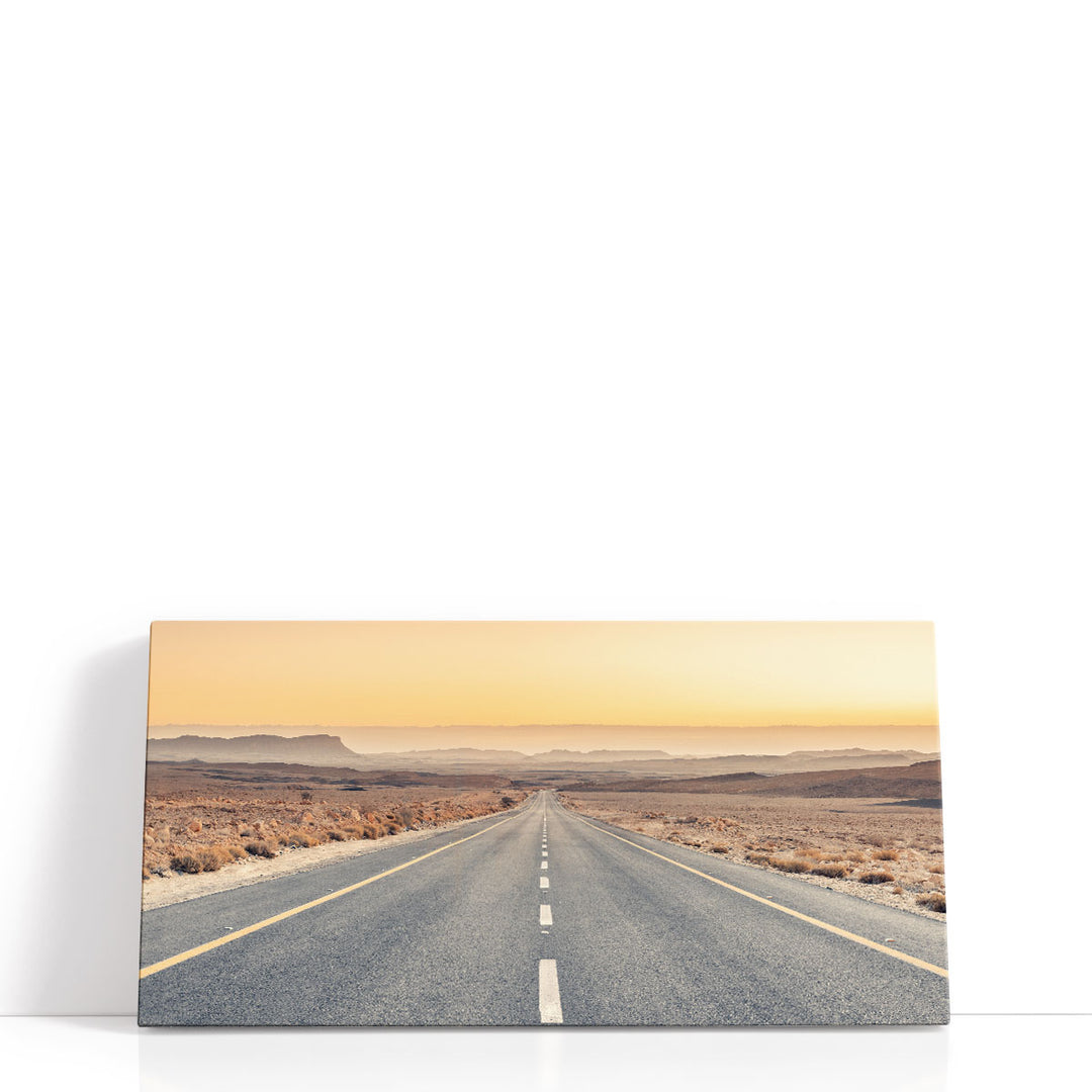 Desert Road at Sunrise, Ramon Crater, Israel - Canvas Print Wall Art