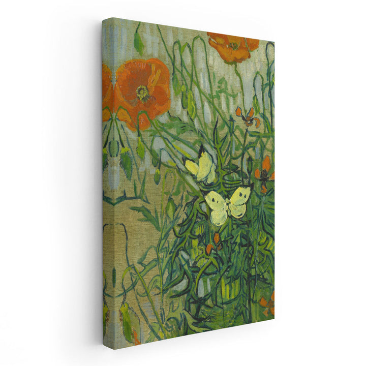 Butterflies and Poppies, 1890- Canvas Print Wall Art