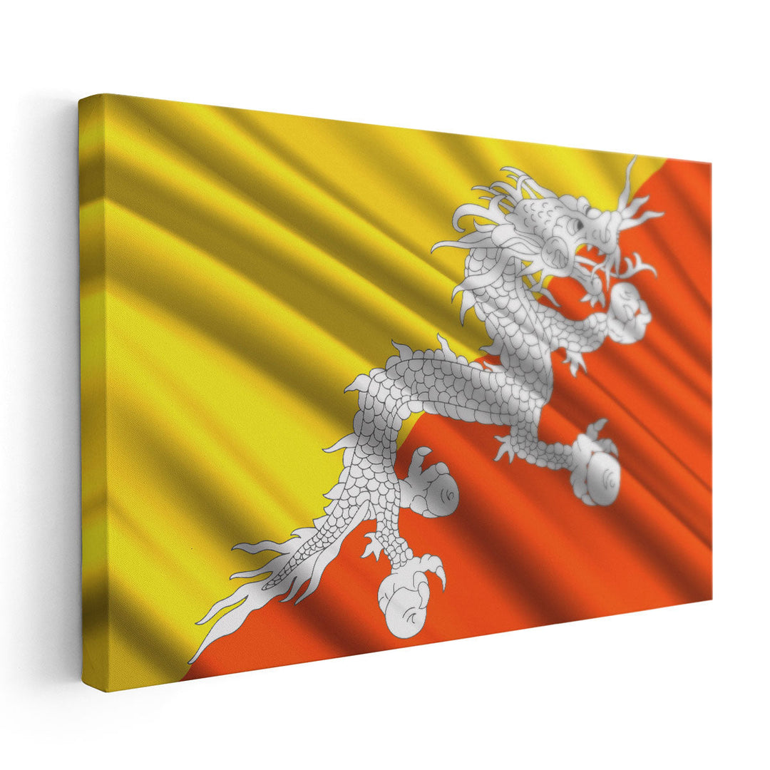 Bhutan Flag Waving - Canvas Print Wall Art