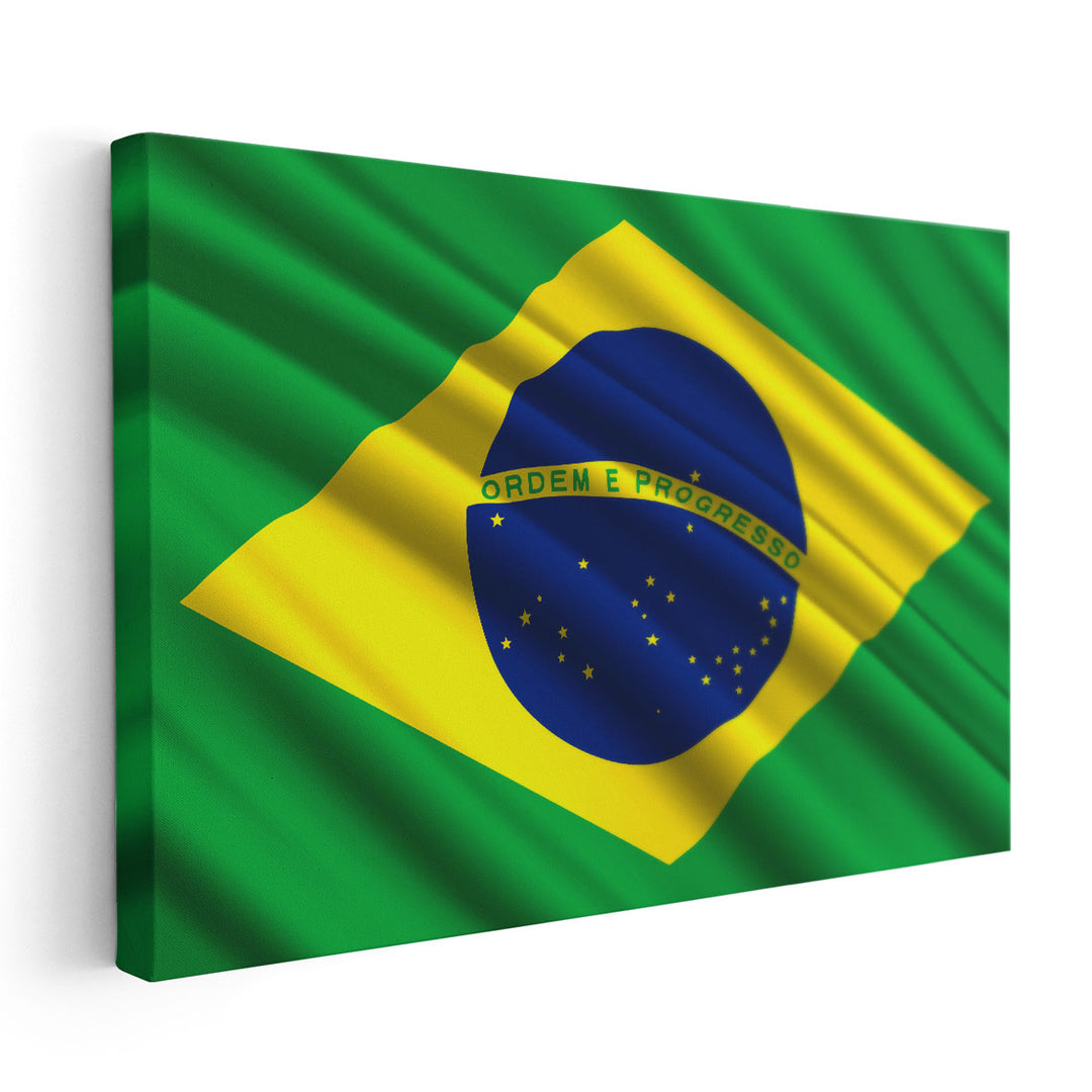 Brazil Flag Waving - Canvas Print Wall Art