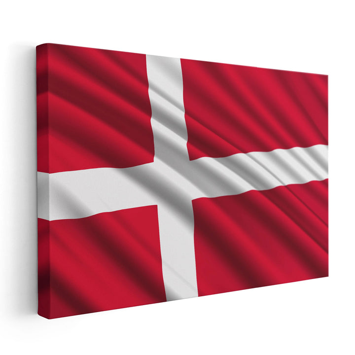 Denmark Flag Waving - Canvas Print Wall Art