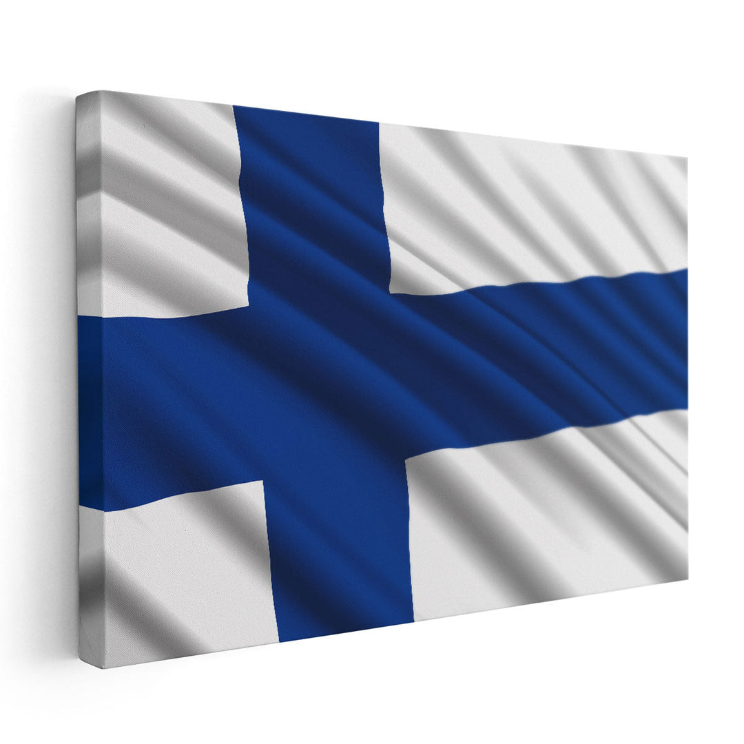 Finland Flag Waving - Canvas Print Wall Art