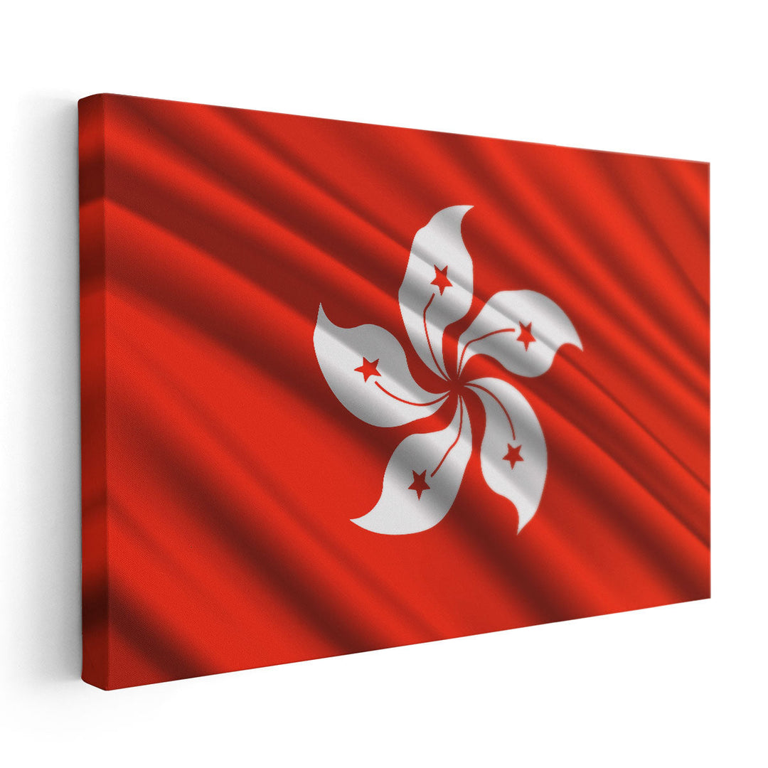 Hong Kong Flag Waving - Canvas Print Wall Art