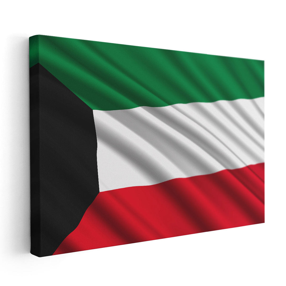 Kuwait Flag Waving - Canvas Print Wall Art