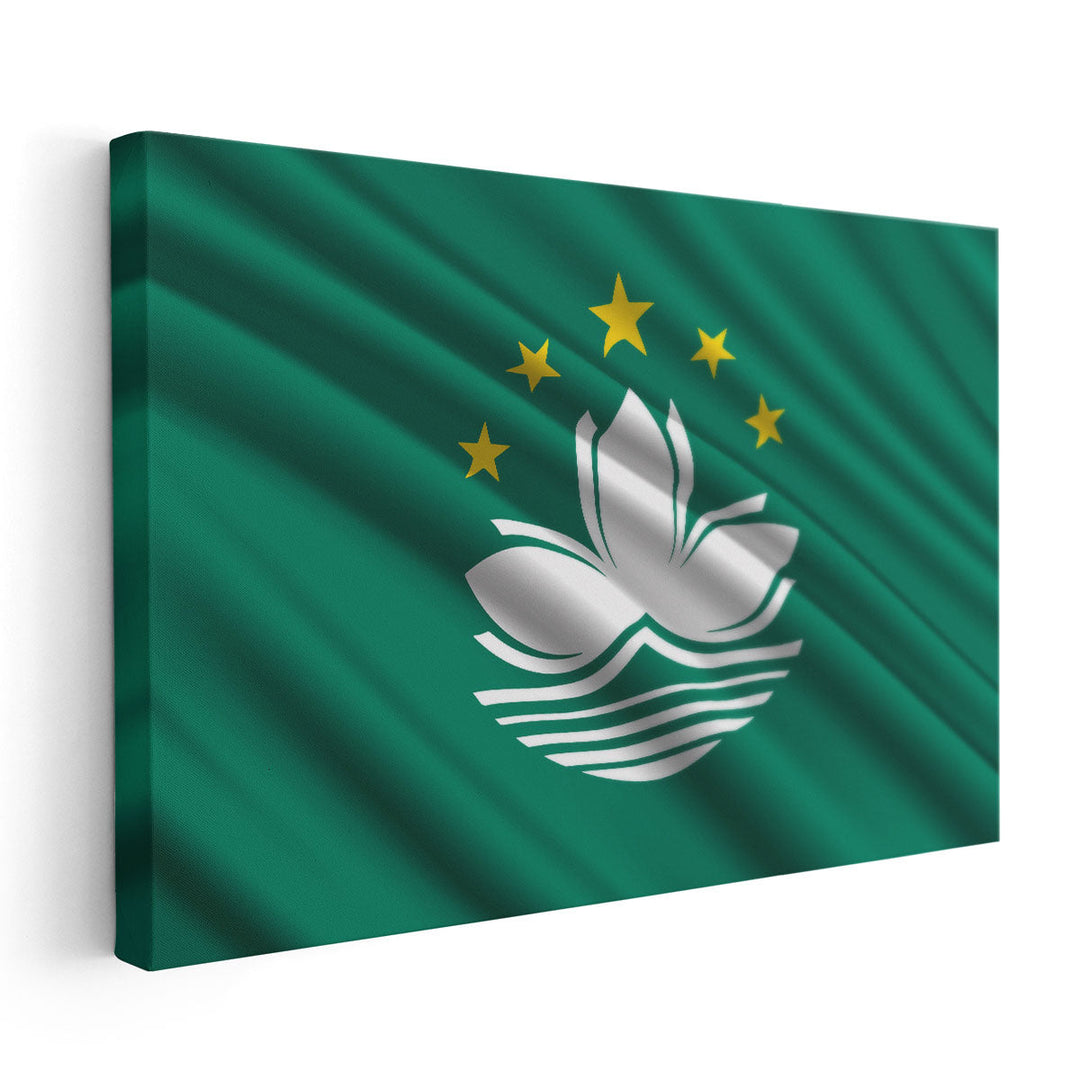 Macau Flag Waving - Canvas Print Wall Art