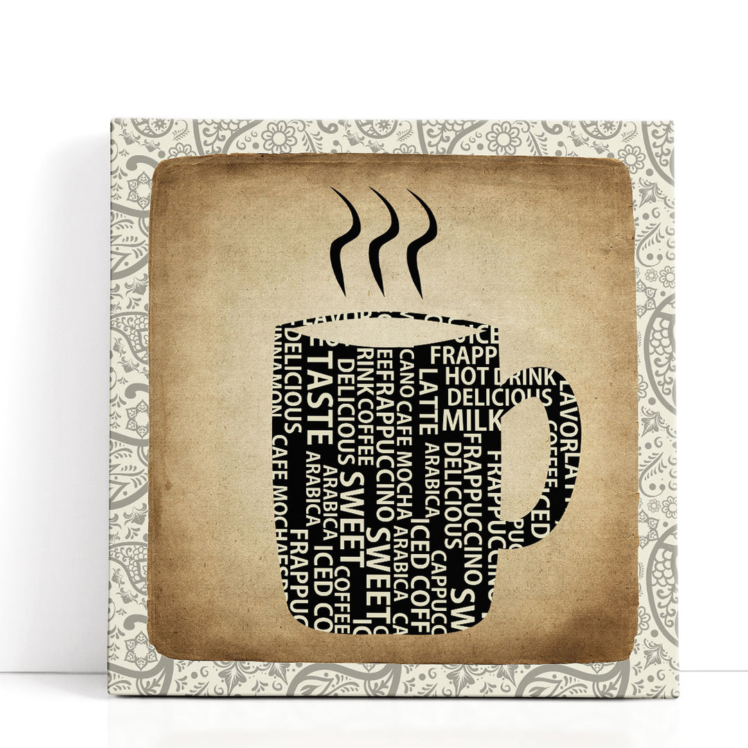 Coffee Paisley 1 - Canvas Print Wall Art