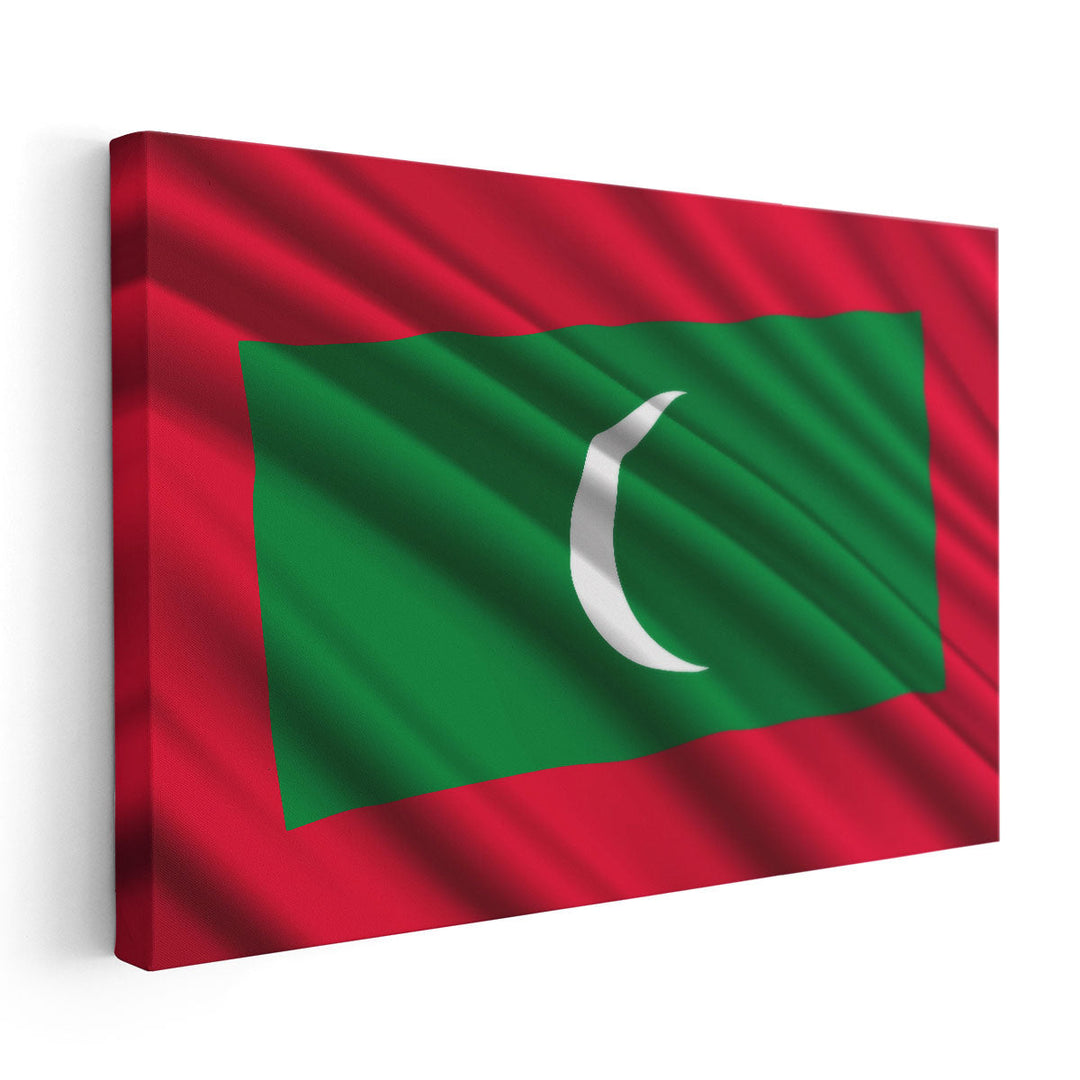 Maldives Flag Waving - Canvas Print Wall Art