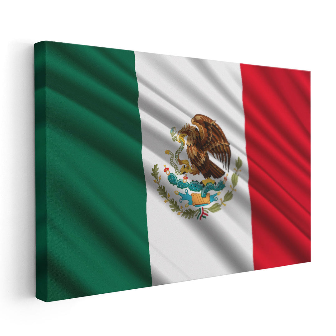 Mexico Flag Waving - Canvas Print Wall Art