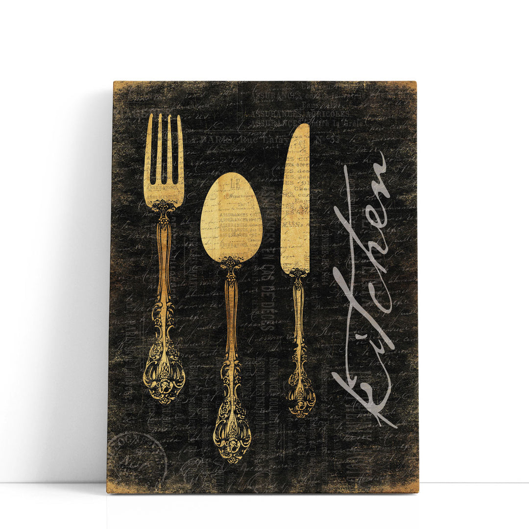 Golden Utensils - Canvas Print Wall Art