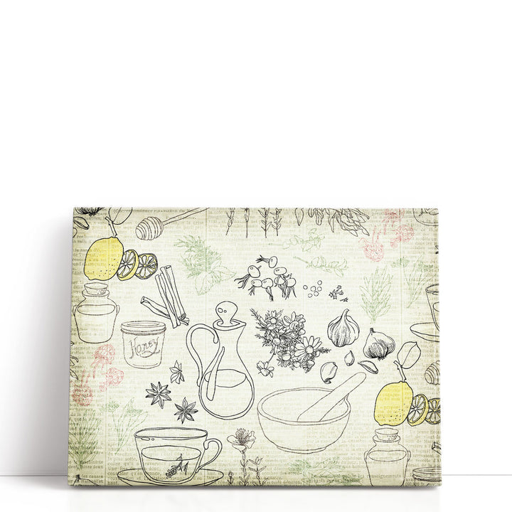 Lemon Tea and Herbs - Canvas Print Wall Art