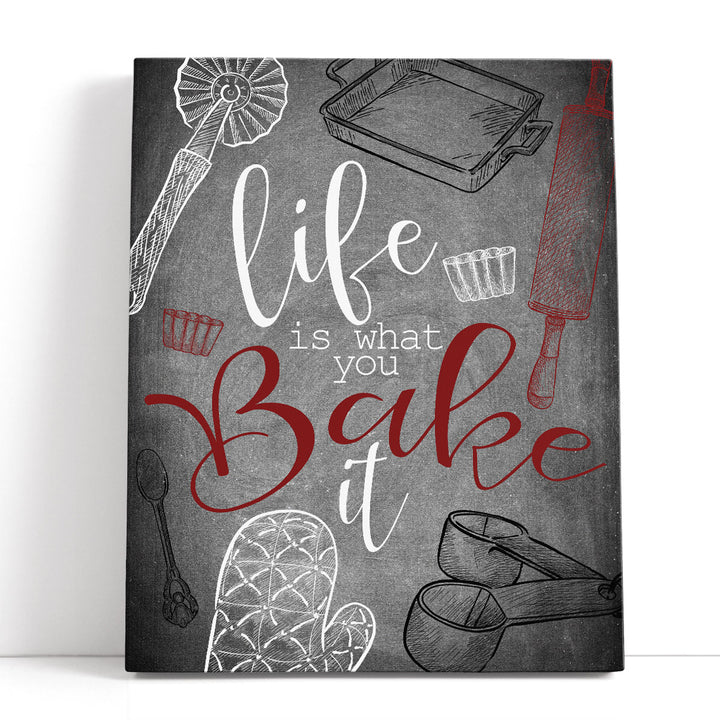 Life is What you Bake It Red - Canvas Print Wall Art