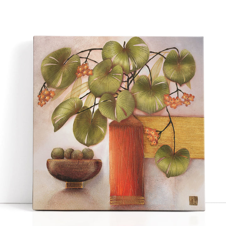 Passion Fruit And Vase - Canvas Print Wall Art