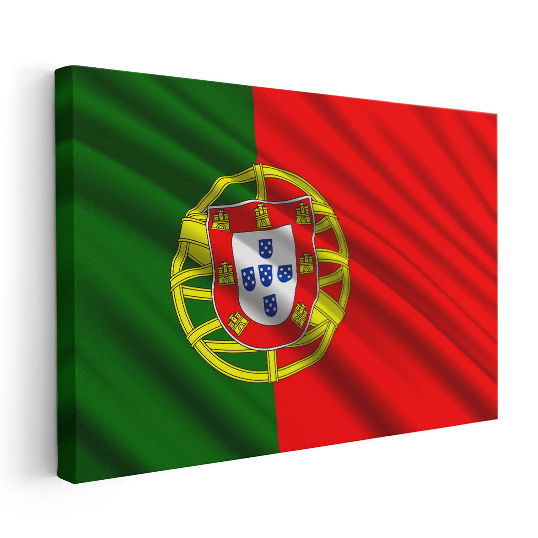 Portugal Flag Waving - Canvas Print Wall Art