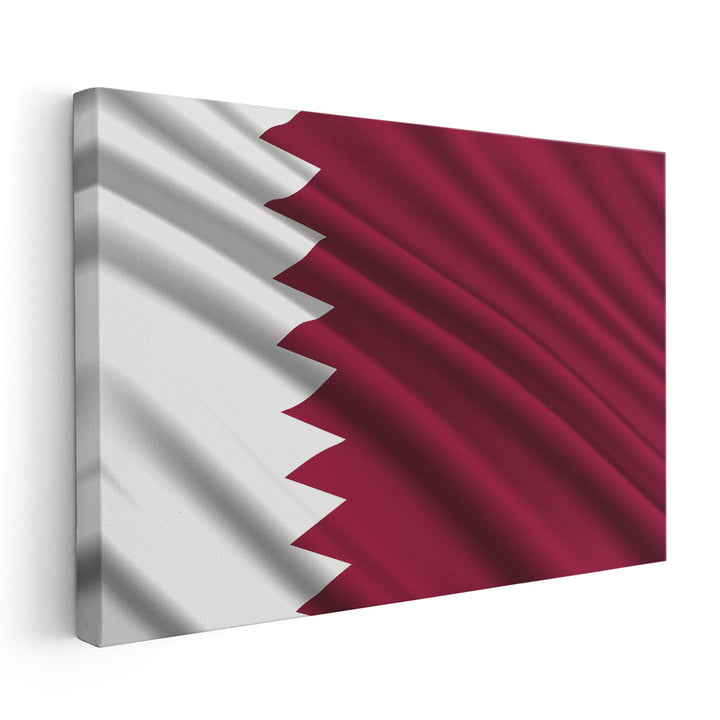 Qatar Flag Waving - Canvas Print Wall Art