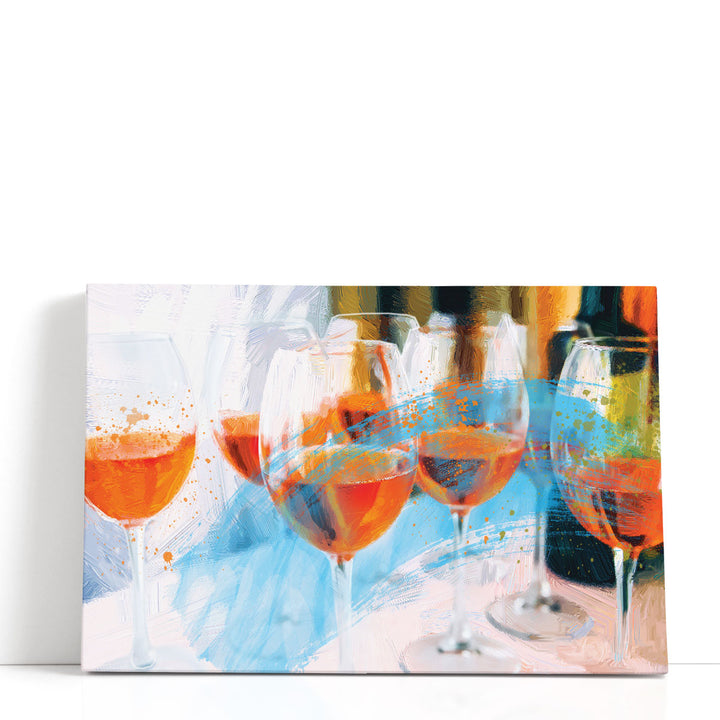 Orange Wine Canvas Art with vibrant hues