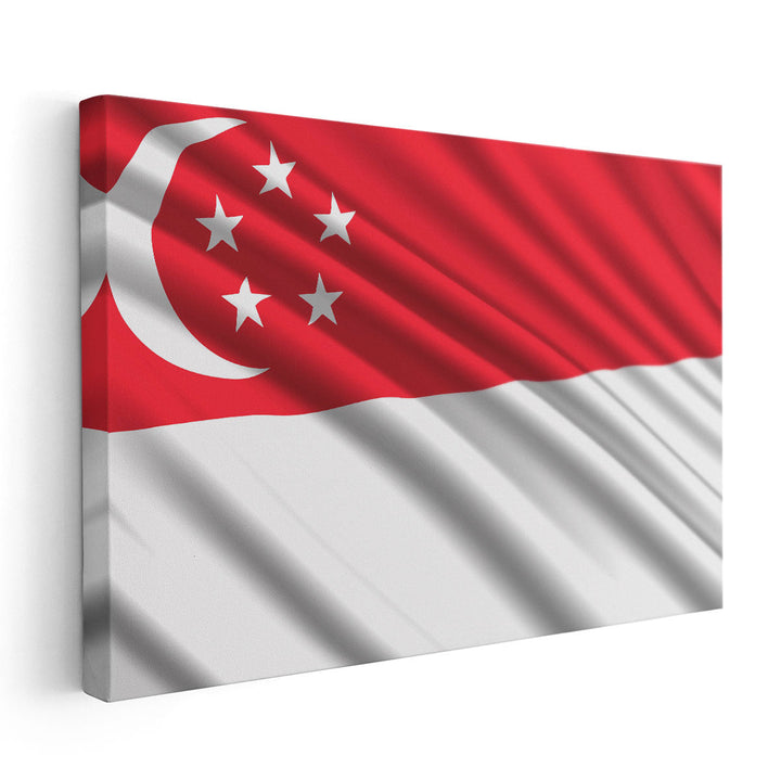 Singapore Flag Waving - Canvas Print Wall Art