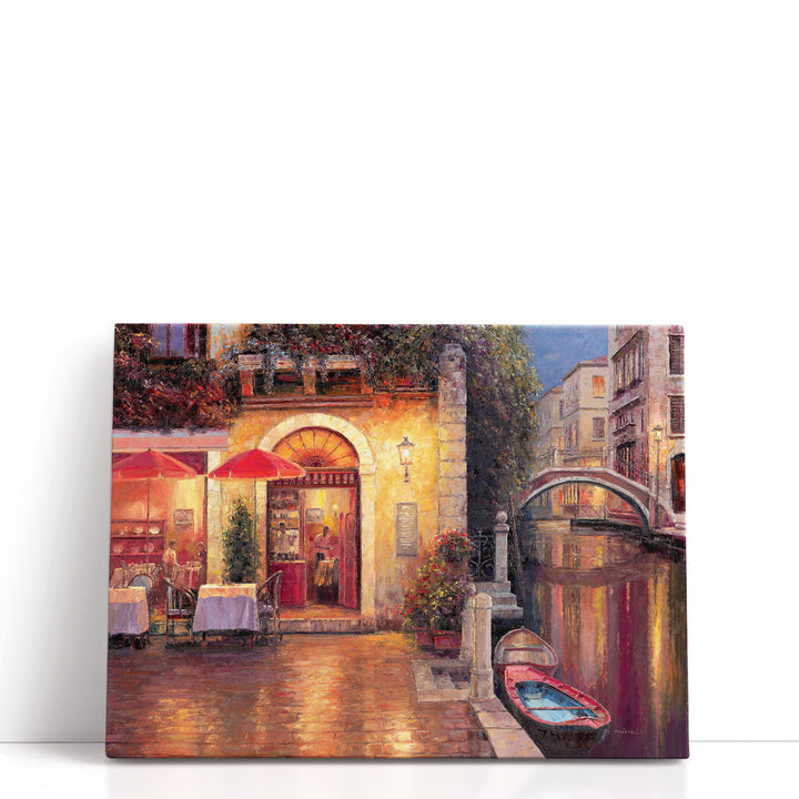 European Street Scene Canvas with cobblestone avenue